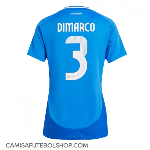 Camisa de time de futebol Itália Federico Dimarco #3 Replicas 1º Equipamento Feminina Europeu 2024 Manga Curta